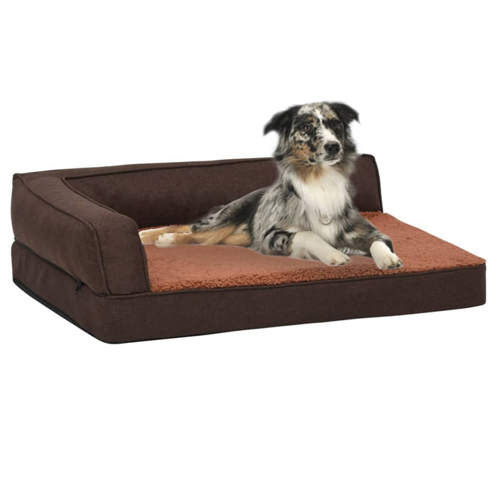 Materasso Ergonomico per Cani 75x53cm Pile Effetto Lino Marrone cod mxl 46045