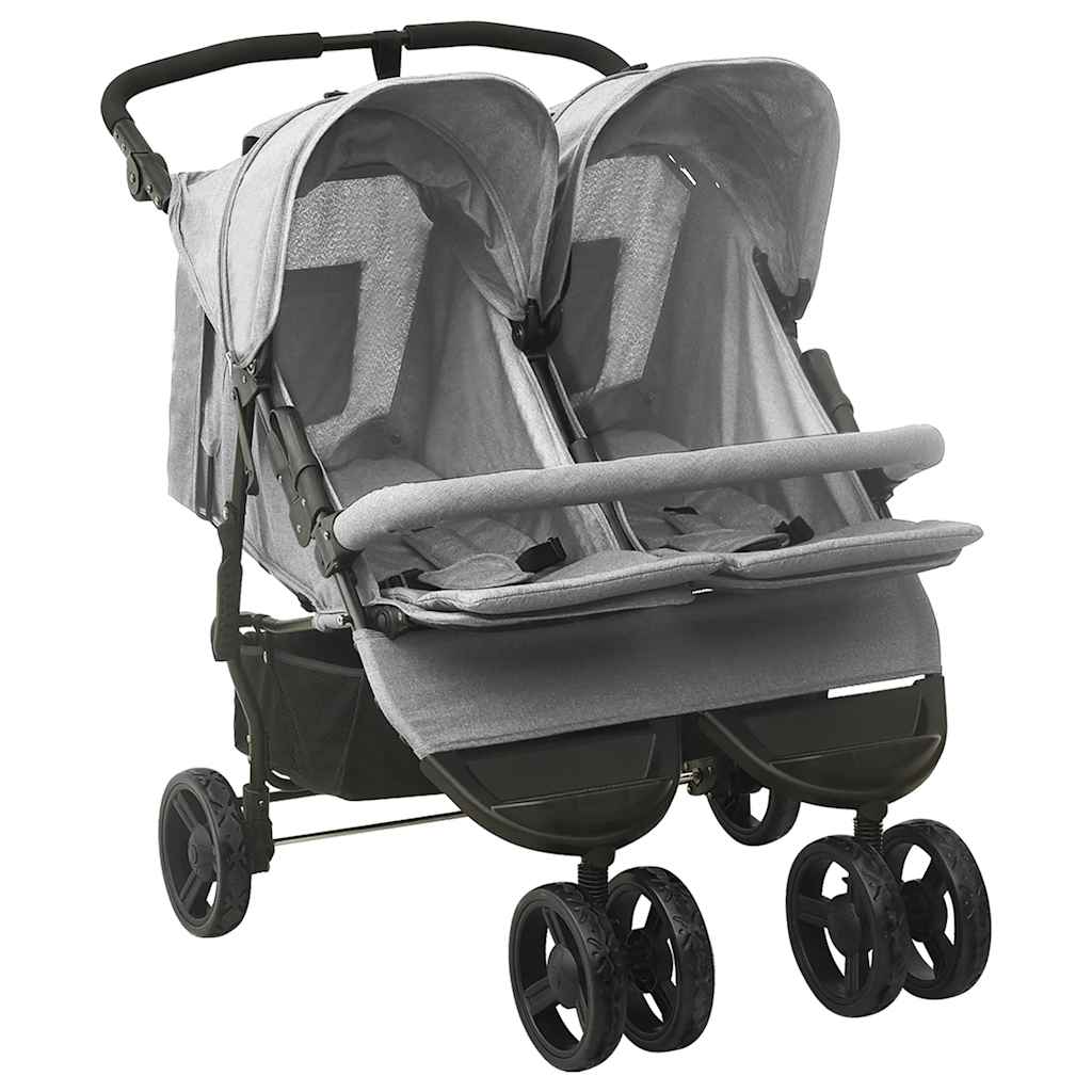 Passeggino Gemellare Grigio Chiaro in Acciaio cod mxl 69099