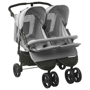 Passeggino Gemellare Grigio Chiaro in Acciaio cod mxl 69099
