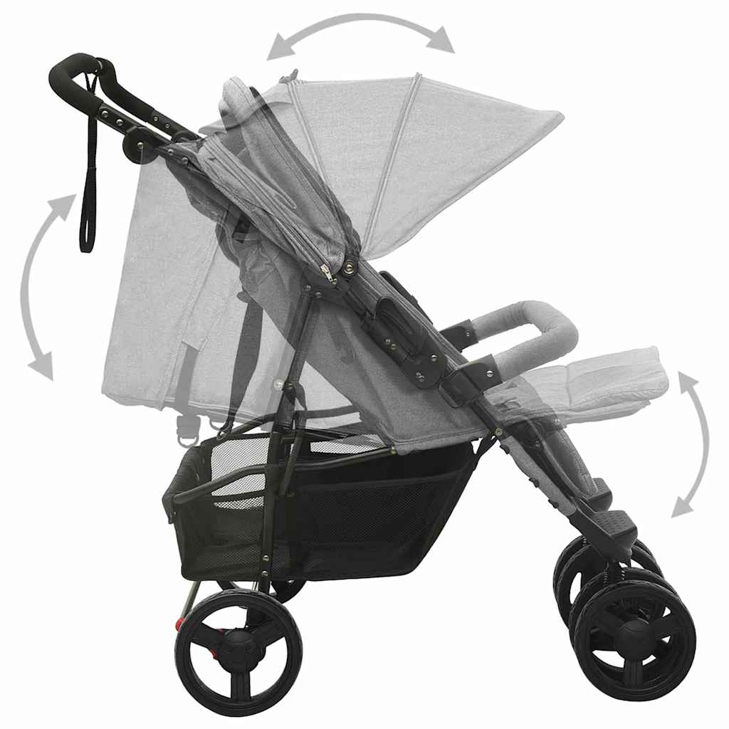 Passeggino Gemellare Grigio Chiaro in Acciaio cod mxl 69099