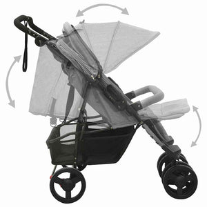 Passeggino Gemellare Grigio Chiaro in Acciaio cod mxl 69099