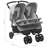 Passeggino Gemellare Grigio Chiaro in Acciaio cod mxl 69099