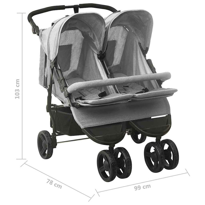 Passeggino Gemellare Grigio Chiaro in Acciaio cod mxl 69099