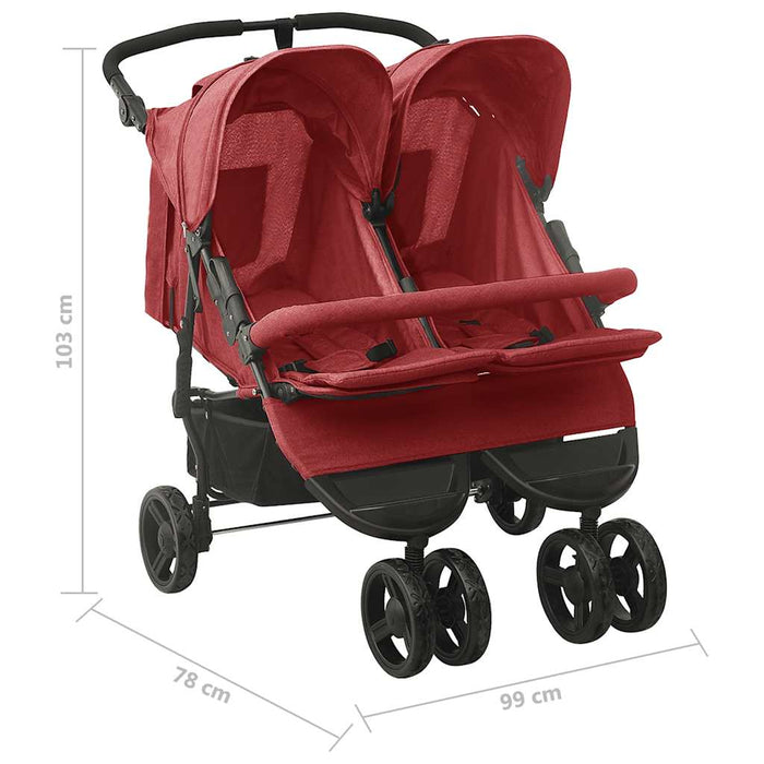 Passeggino Gemellare Rosso in Acciaio cod mxl 61256