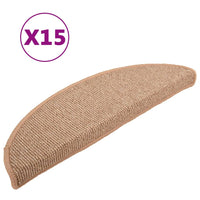 Tappetini per scale 15 pz 56x17x3 cm Marrone chiaro Semicircolari 149851