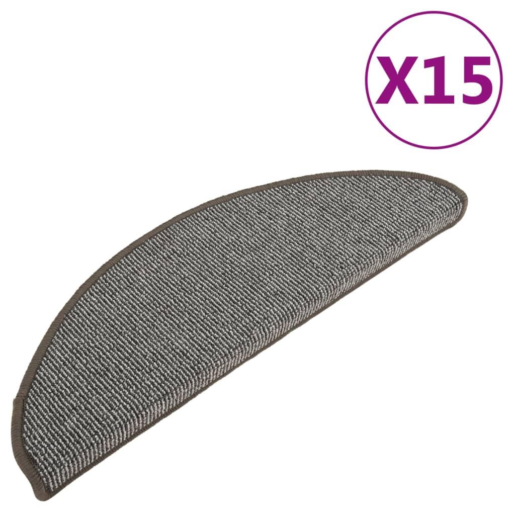 Tappetini per Scale 15 pz Grigi 65x21x4 cm