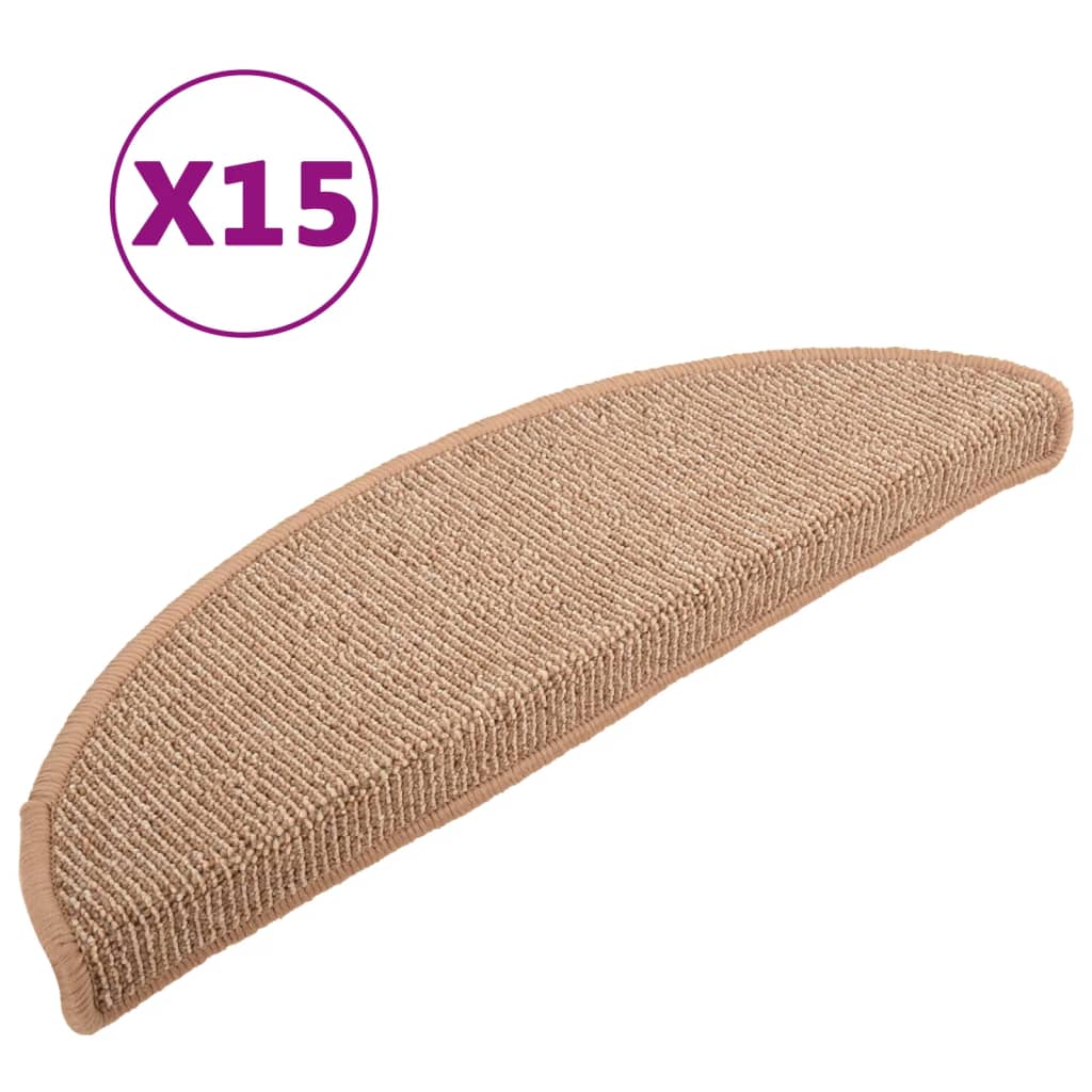 Tappetini per Scale 15 pz Marroni Chiaro 65x21x4 cm