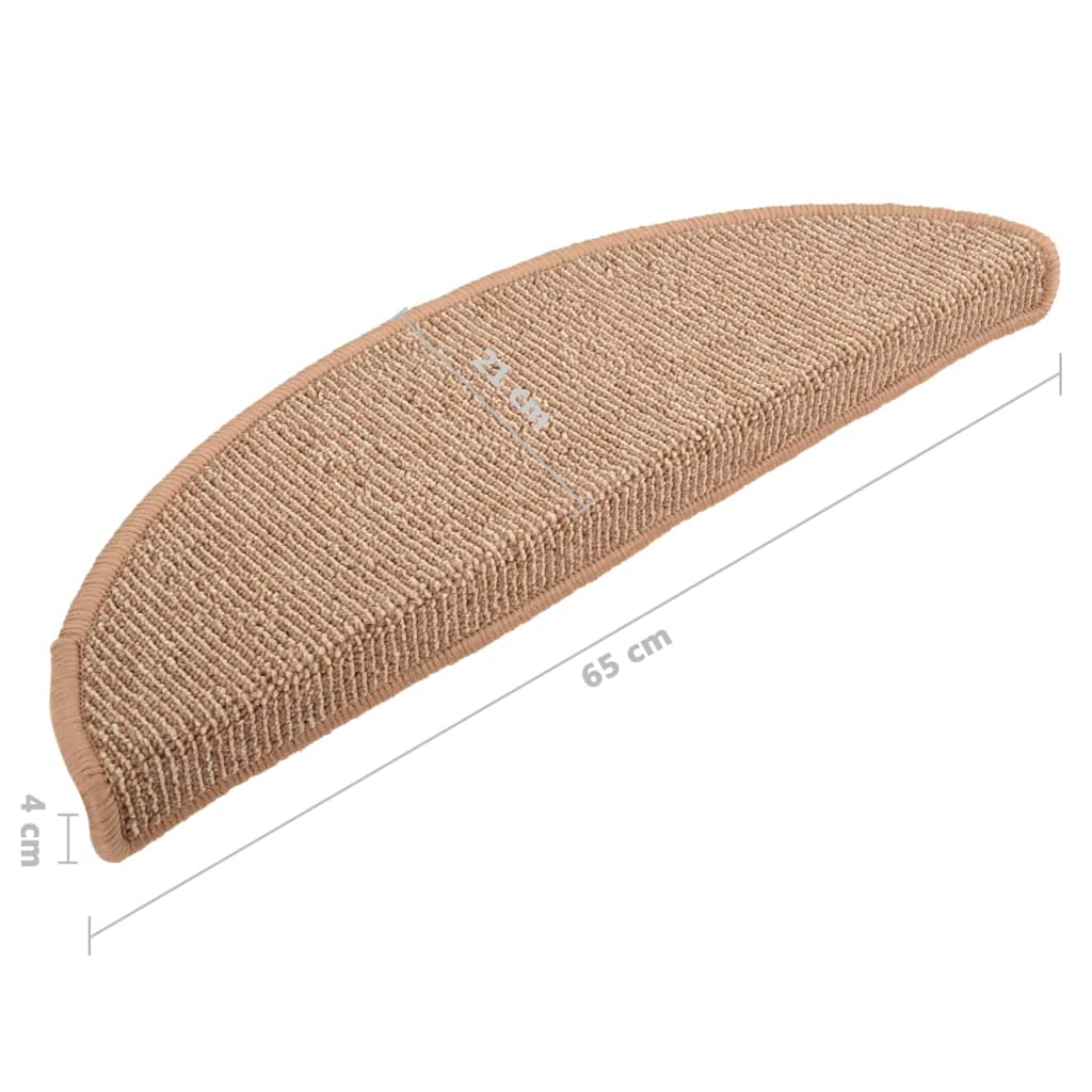 Tappetini per Scale 15 pz Marroni Chiaro 65x21x4 cm