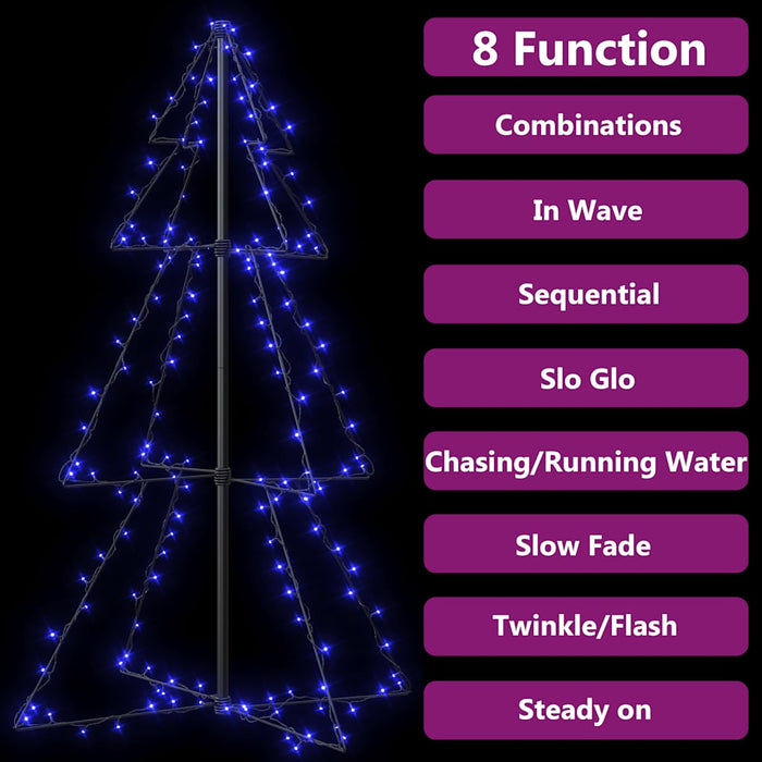 Albero di Natale a Cono 160 LED per Interni Esterni 78x120 cm 328567