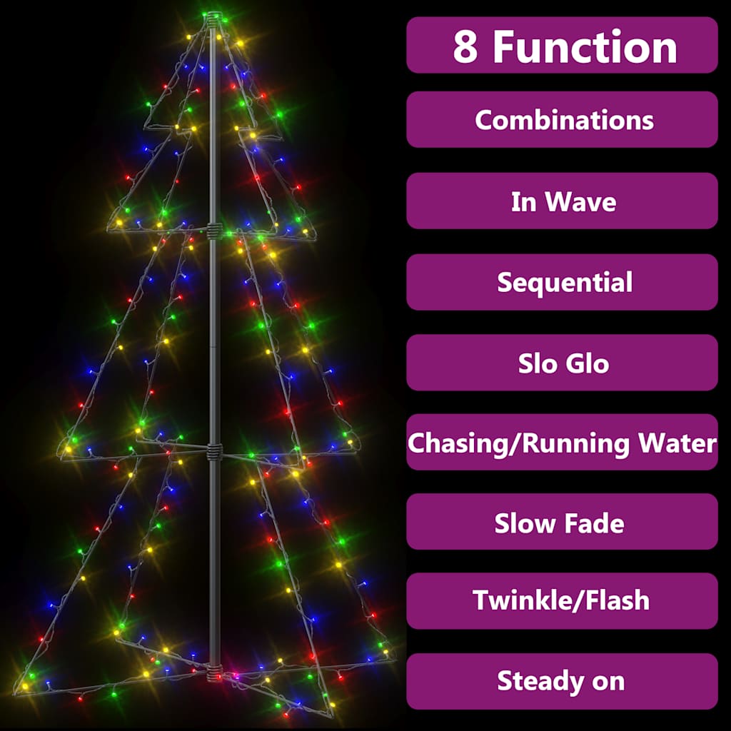 Albero di Natale a Cono 160 LED per Interni Esterni 78x120 cm 328569