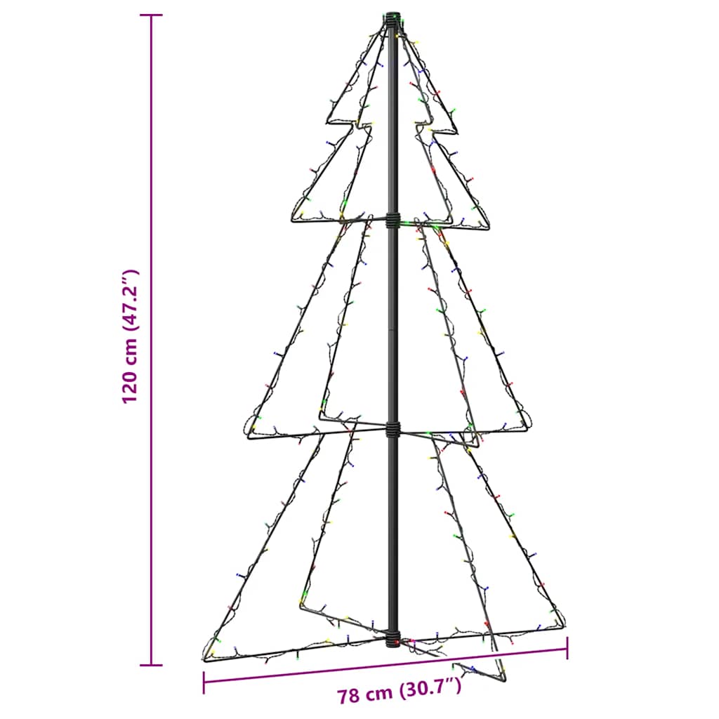 Albero di Natale a Cono 160 LED per Interni Esterni 78x120 cm 328569