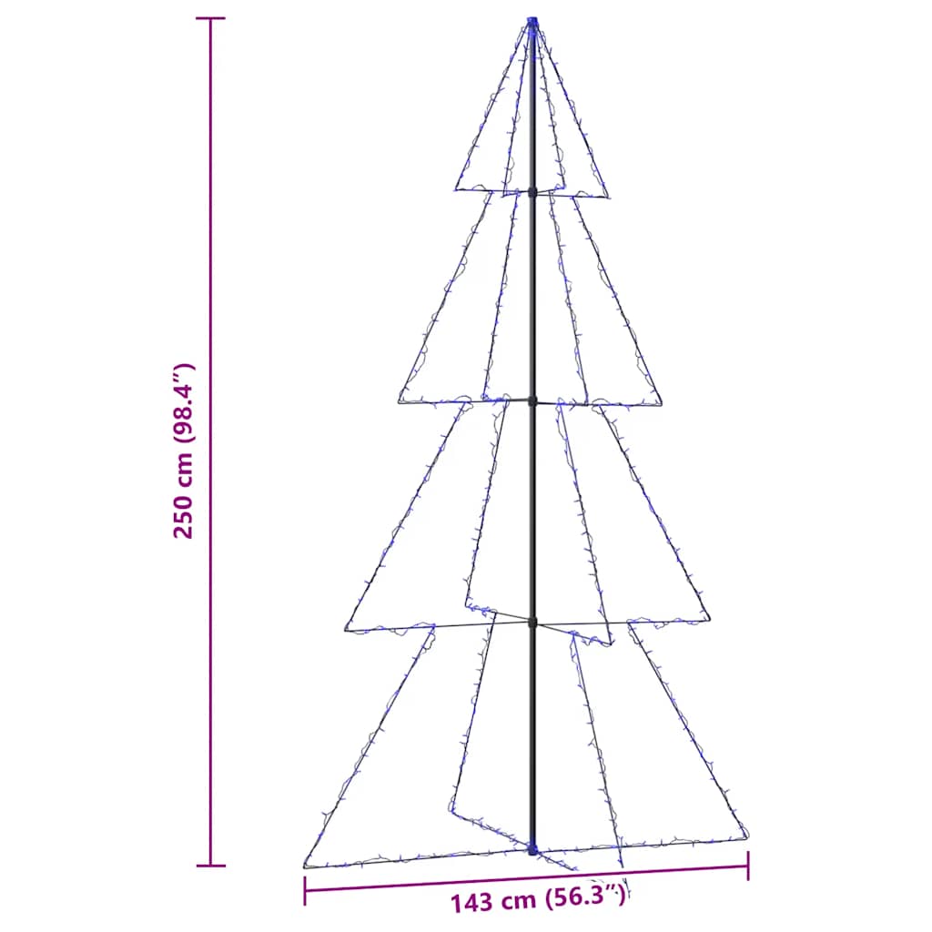 Albero di Natale a Cono 360 LED per Interni Esterni 143x250 cm 328594