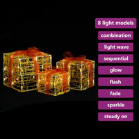 Scatole Regalo Decorative Natale in Acrilico 3 pz Bianco Caldo 328790