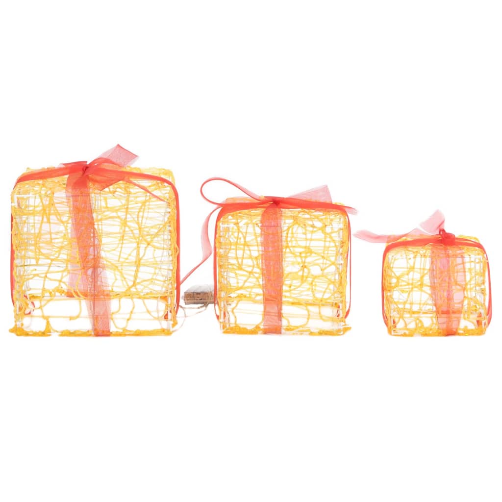 Scatole Regalo Decorative Natale in Acrilico 3 pz Bianco Caldo 328790