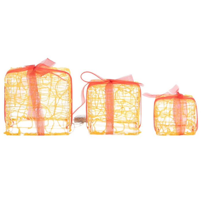 Scatole Regalo Decorative Natale in Acrilico 3 pz Bianco Caldo 328790