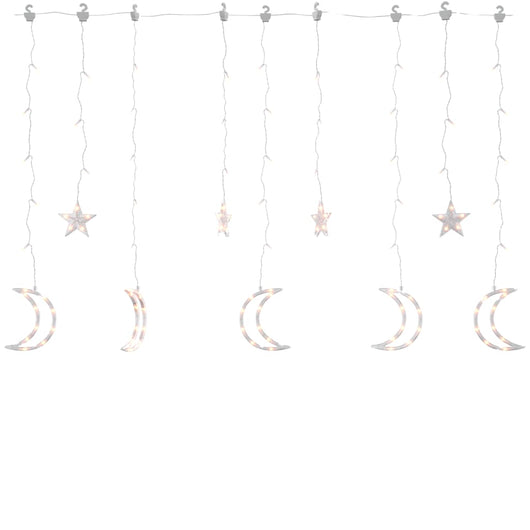 Luci Fatate Stella e Luna con Telecomando 138 LED Bianco Caldo cod mxl 44926