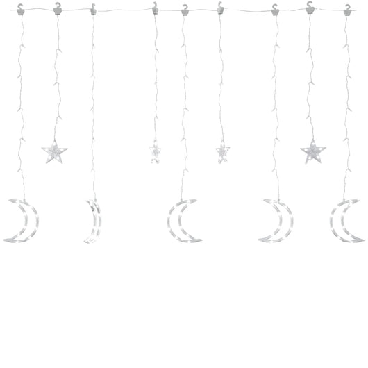 Luci Fatate Stella e Luna con Telecomando 138 LED Bianco Freddo 328795