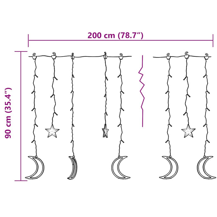 Luci Fatate Stella e Luna con Telecomando 138 LED Blu 328796