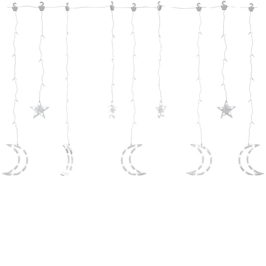 Luci Fatate Stella e Luna con Telecomando 345 LED Bianco Freddo cod mxl 45265