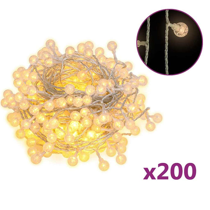 Filo di Luci Sferiche 20m 200 LED Bianco Caldo 8 Funzioni 328810