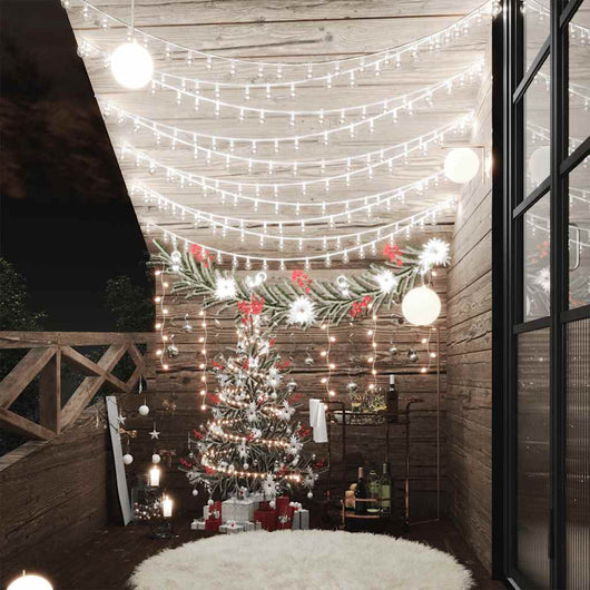 Filo di Luci Sferiche 20m 200 LED Bianco Freddo 8 Funzioni 328811