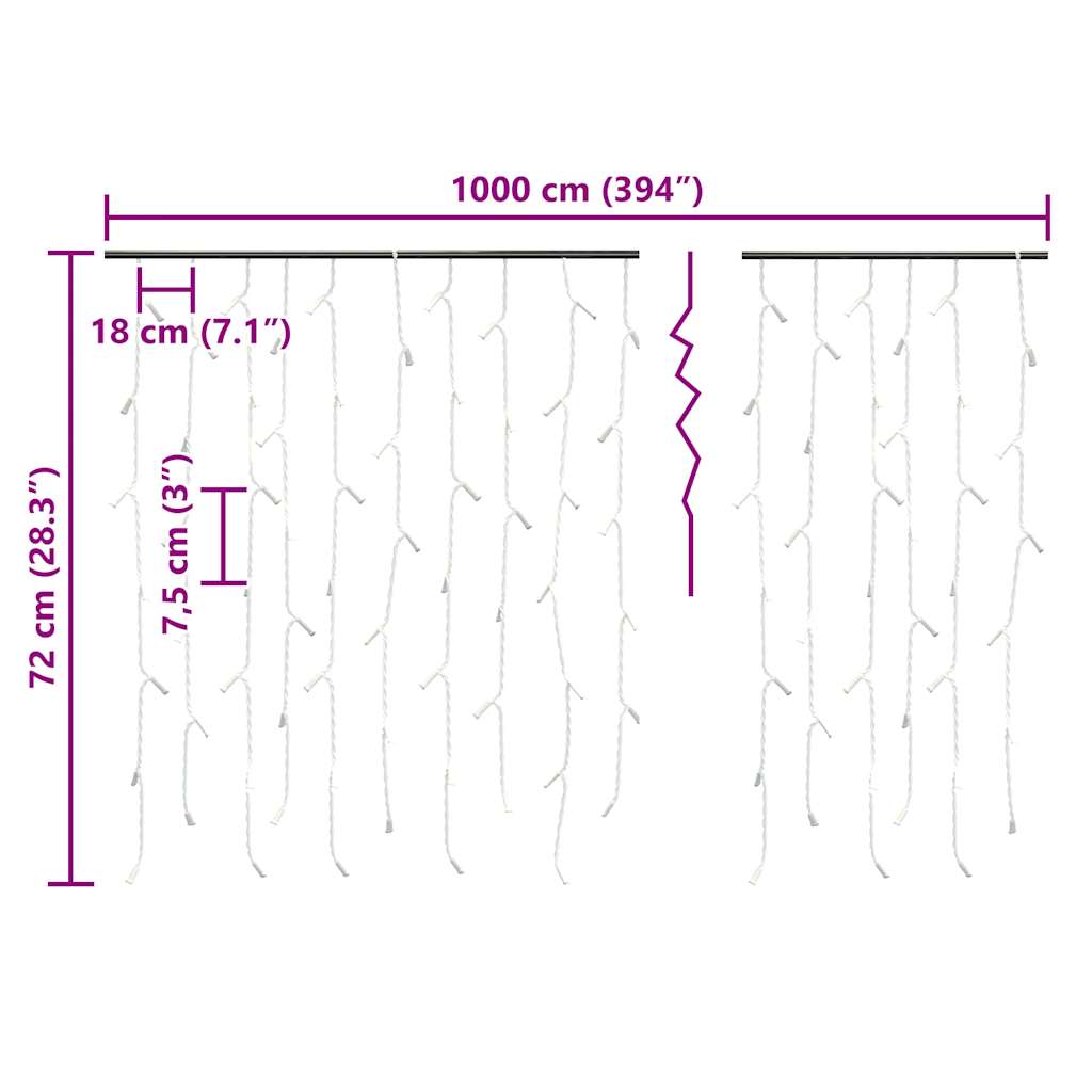 Luci a Ghiaccioli a LED 10 m 400 LED Bianco Caldo 8 Funzioni 328908