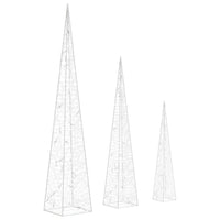 Set Coni Luce LED Decorativi Acrilici Bianco Caldo 30/45/60cm 328967