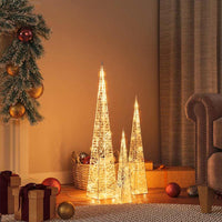 Set Coni Luce LED Decorativi Acrilici Bianco Caldo 30/45/60cm 328967