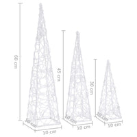 Set Coni Luce LED Decorativi Acrilici Bianco Freddo 30/45/60cm 328968