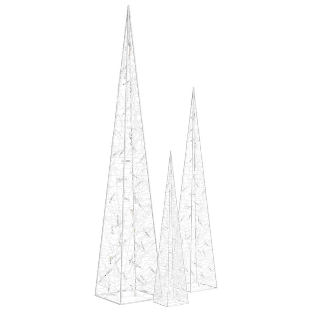 Set Coni Luce LED Acrilico Decorativo Bianco Caldo 60/90/120 cm 328971