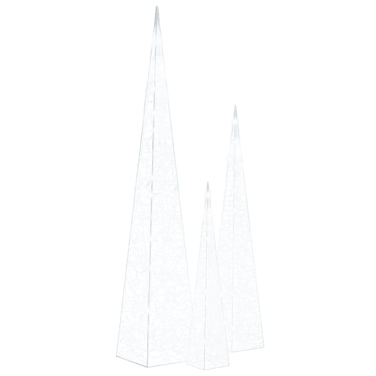 Set Coni Luce LED Acrilico Decorativo Bianco Freddo 60/90/120cm 328972