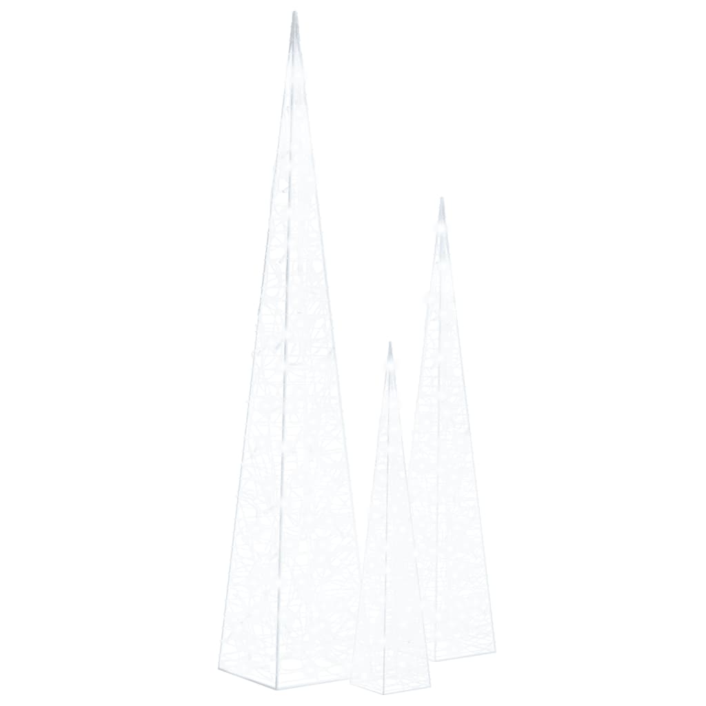 Set Coni Luce LED Acrilico Decorativo Bianco Freddo 60/90/120cm