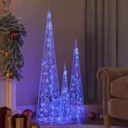 Set Coni di Luce LED Acrilico Decorativo Blu 60/90/120 cm