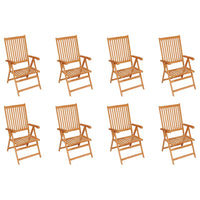 Sedie Reclinabili da Giardino con Cuscini 8 pz Massello di Teak cod mxl 7324