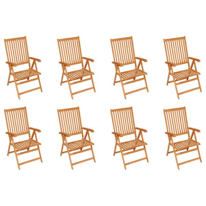 Sedie Reclinabili da Giardino con Cuscini 8 pz Massello di Teak cod mxl 7324