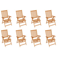 Sedie Reclinabili da Giardino con Cuscini 8 pz Massello di Teak 3072543