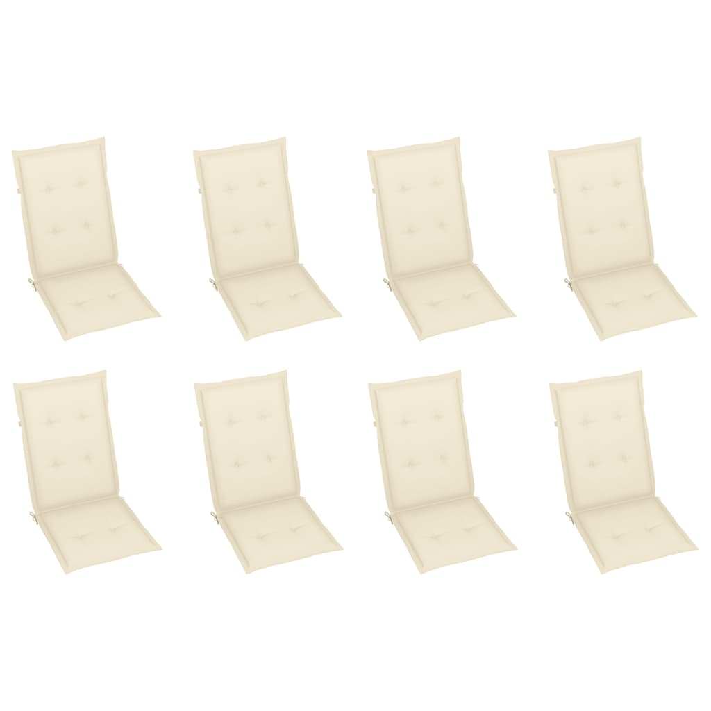 Sedie Reclinabili da Giardino con Cuscini 8 pz Massello di Teak 3072543