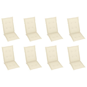 Sedie Reclinabili da Giardino con Cuscini 8 pz Massello di Teak 3072543