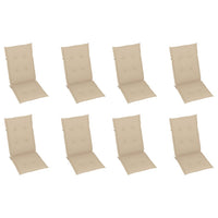 Sedie Reclinabili da Giardino con Cuscini 8 pz Massello di Teak 3072544