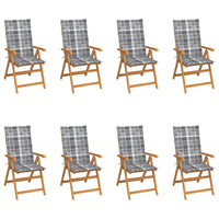 Sedie Reclinabili da Giardino con Cuscini 8 pz Massello di Teakcod mxl 93786