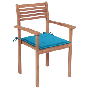 Sedie da Giardino Impilabili con Cuscini 6 pz Massello di Teak 3072576