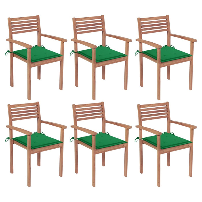 Sedie da Giardino Impilabili con Cuscini 6 pz Massello di Teakcod mxl 72764