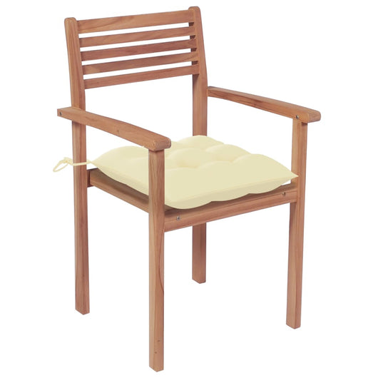 Sedie da Giardino Impilabili con Cuscini 6 pz Massello di Teak 3072589