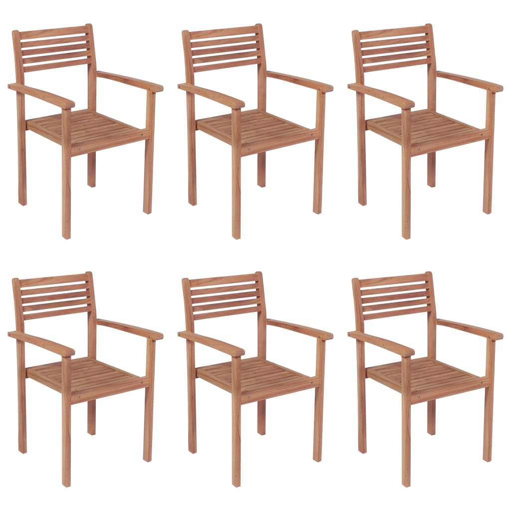 Sedie da Giardino Impilabili con Cuscini 6 pz Massello di Teak 3072590