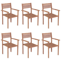 Sedie da Giardino Impilabili con Cuscini 6 pz Massello di Teak 3072590