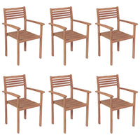 Sedie da Giardino Impilabili con Cuscini 6 pz Massello di Teak 3072592