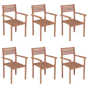 Sedie da Giardino Impilabili con Cuscini 6 pz Massello di Teak 3072595