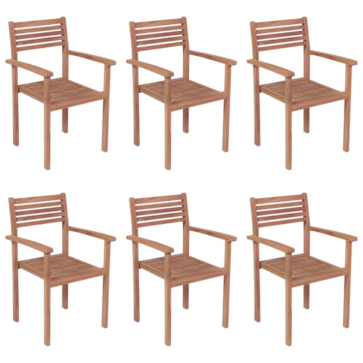 Sedie da Giardino Impilabili con Cuscini 6 pz Massello di Teak 3072597
