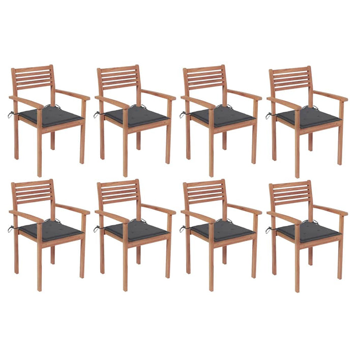 Sedie da Giardino Impilabili 8 pz con Cuscini Massello di Teak cod mxl 75162