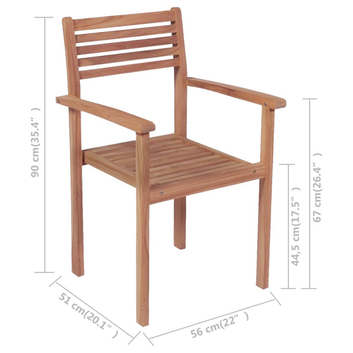 Sedie da Giardino Impilabili 8 pz con Cuscini Massello di Teak 3072602